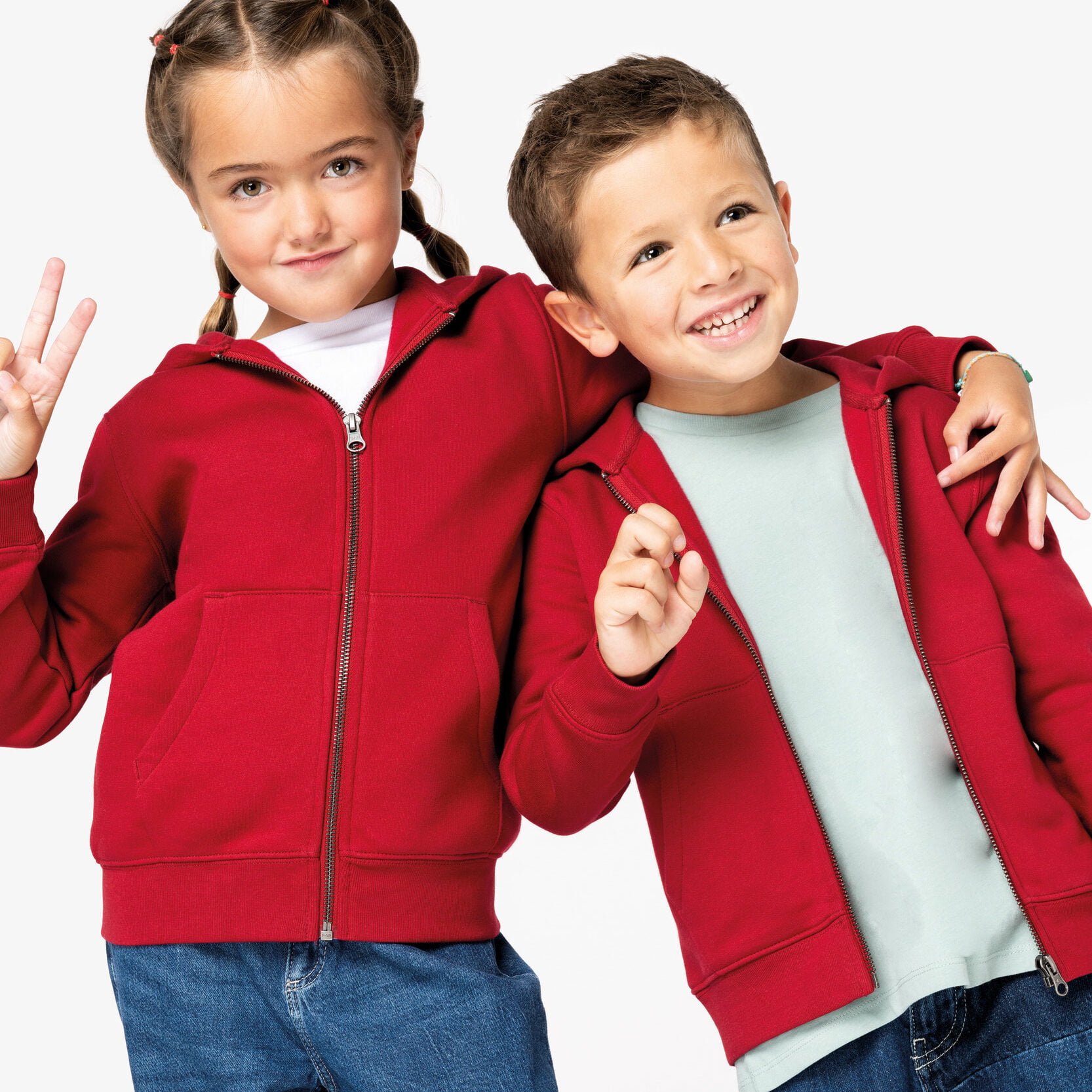 Sweater met rits en capuchon voor kinderen - 350 g