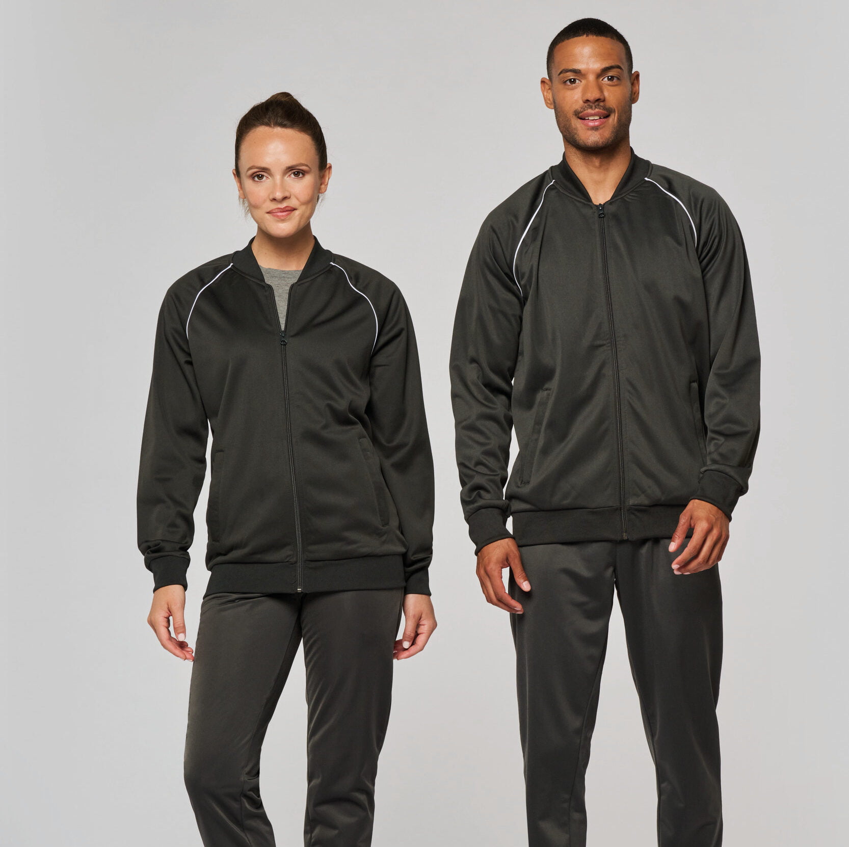 Unisex trainingsjas met rits en biesje